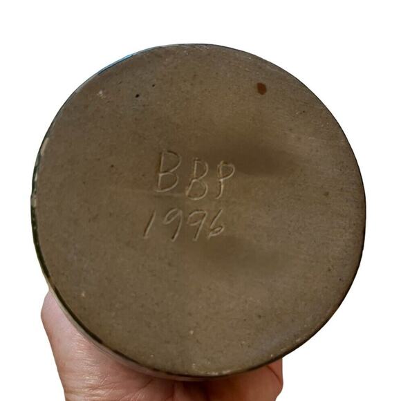 Beaumont Brothers Pottery BBP Jug Pitcher Sponge Ware Green Salt Glaze ‘96 4.5” - Picture 6 of 6